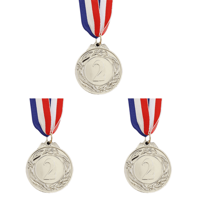Medalla 5 Cm Plata Con Cinta para El Cuello Premios Ganador Juegos Pelota