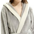 thumbnail image 4 of Women Ladies Hooded Extra Long Warm Bathrobe Thicken Flannel Bath Robe Thermal Dressing Gown, 4 of 6