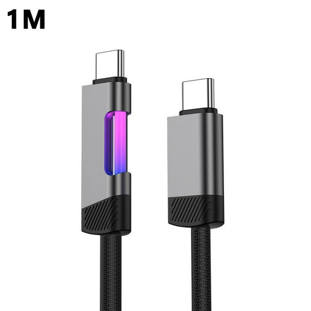 Night Charge Elf USB Cable with RGB Indicator Light 1M/2M Zinc Alloy Braided Wire for Safe Trickle Charging