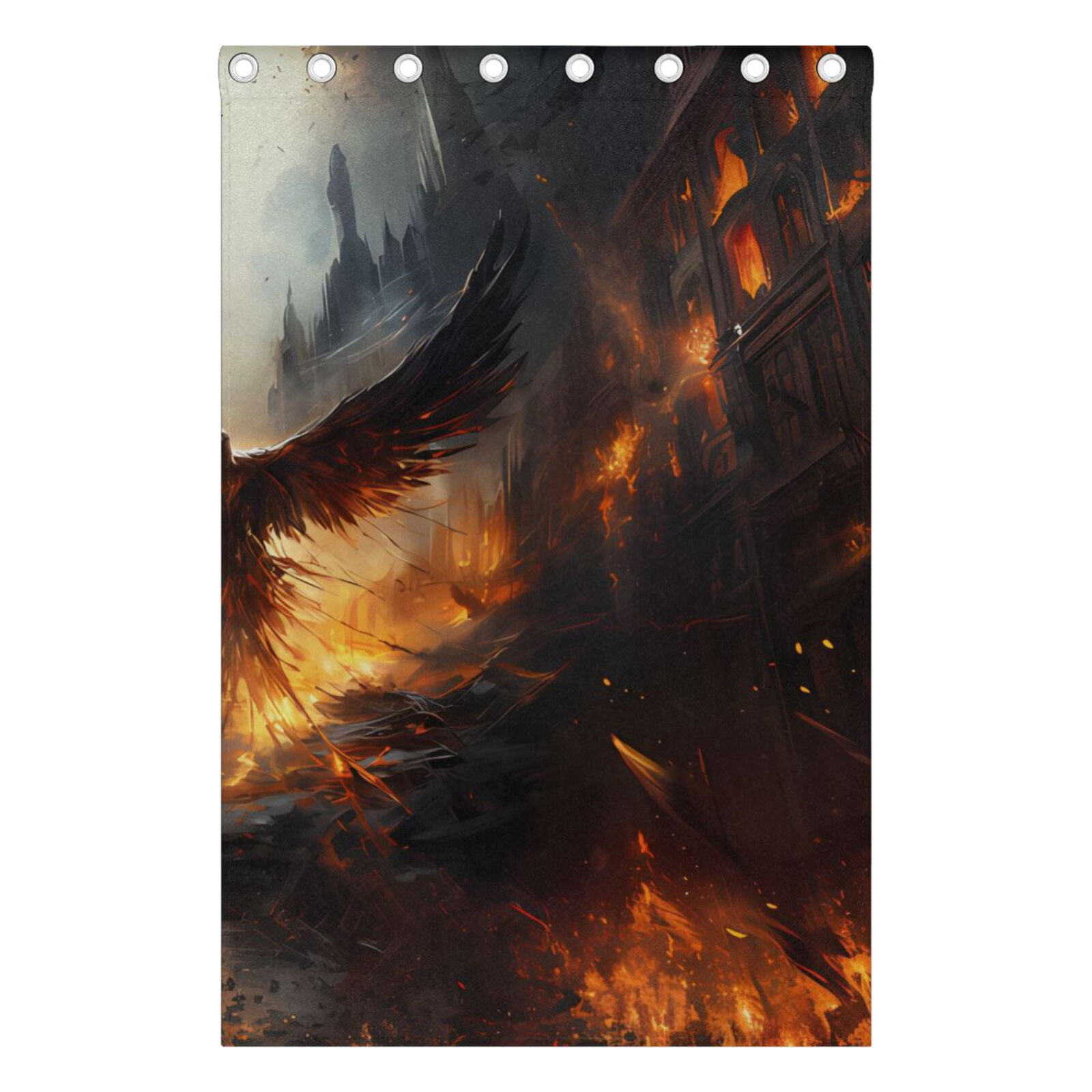 Bird Wings Fire Houses Black Out Curtains 72 Inch Length Curtains for Sliding Glass Doors Bedroom Living Room 2 Pack