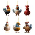 thumbnail image 3 of Colgante de acrílico para árbol de Navidad, Serie de gallo, pollo, Animal creativo, decoración de llavero de coche, 2023, 3 of 4