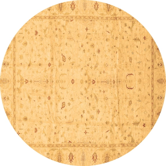 Ahgly Company Indoor Round Oriental Brown Traditional Area Rugs, 4' Round