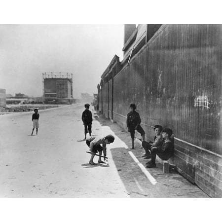 Nyc Tenement LifeNboys Playing A Game Near Tenements In New York City Photographed In 1900 Rolled Canvas Art -  (24 x