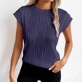thumbnail image 3 of T Shirts for Women 2026 Summer Short Sleeve Crewneck Jacquard Loose Dressy Casual Tshirt Blouse, 3 of 6