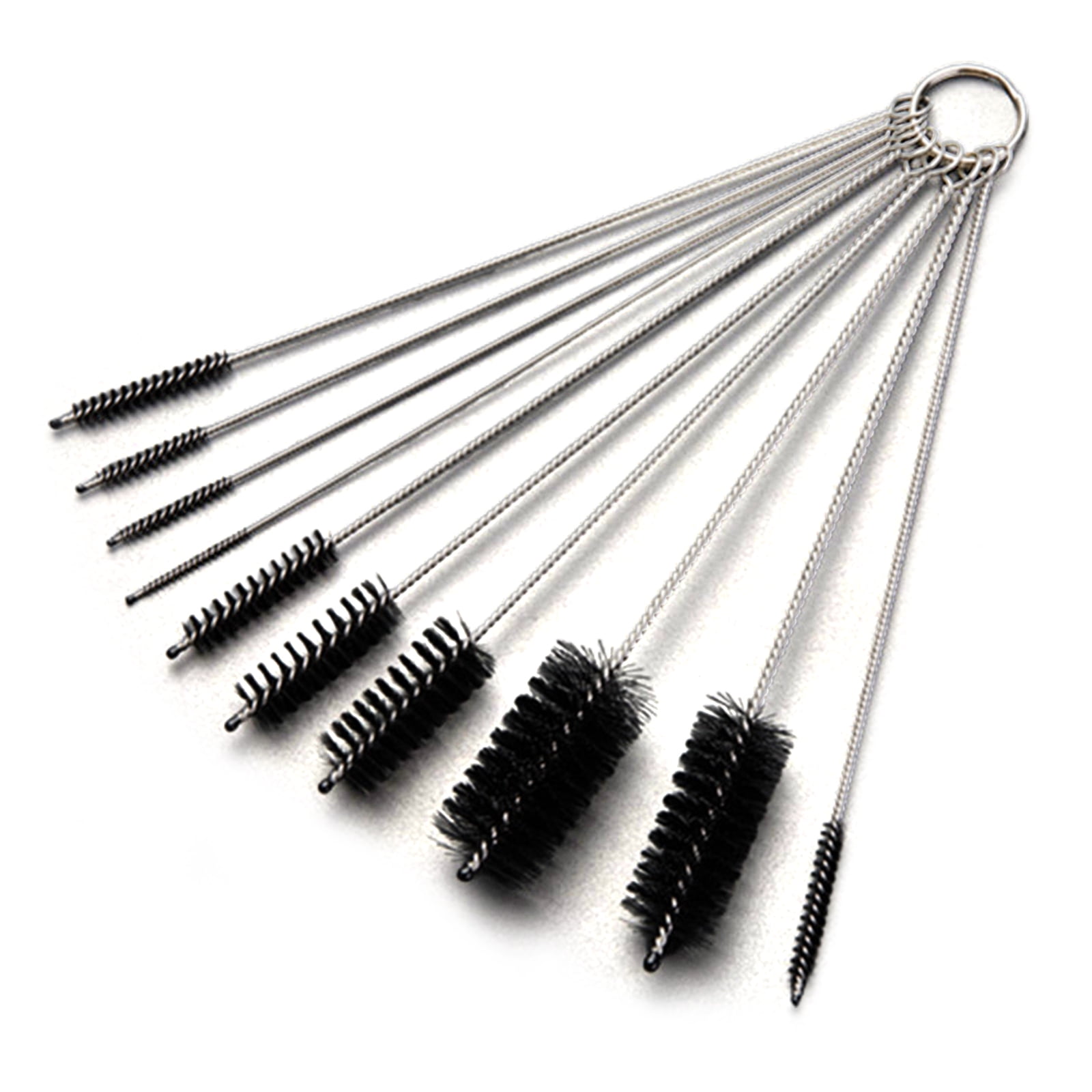 Brush Cleaning Set 10pcs Pots Bottle Brushes Kitchen Small Different Size Steel 