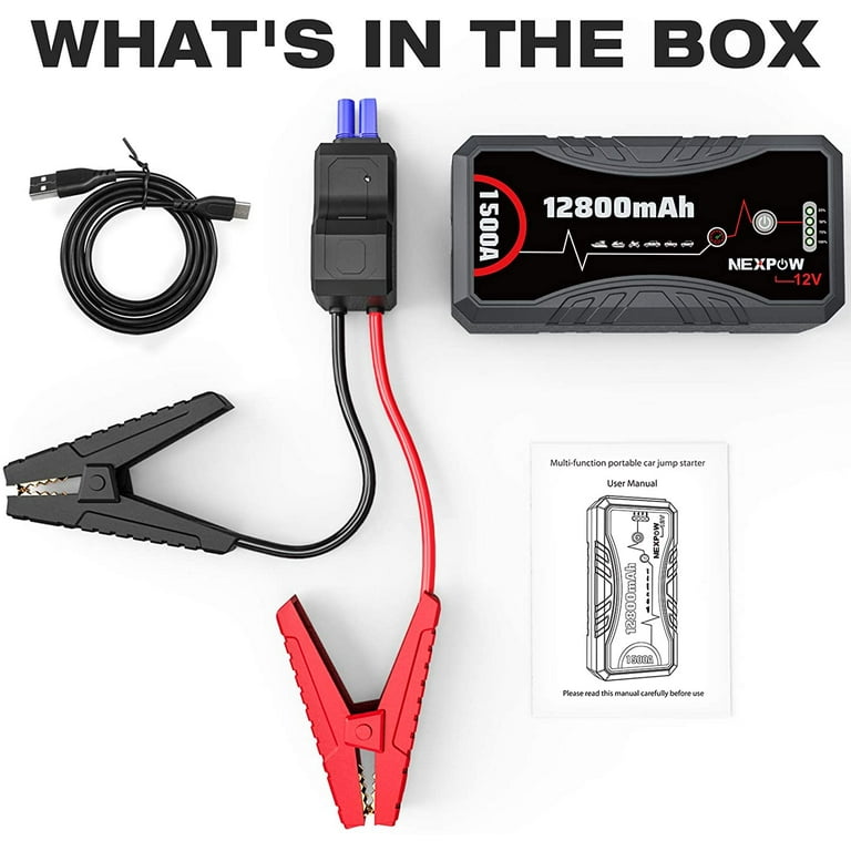 Car Battery Starter Q10S 1500A Peak 12800mAh 12V Car Jump Starter Power Pack with USB Quick Charge 3.0 Up to 7L Gas or 5.5L Diesel Engine