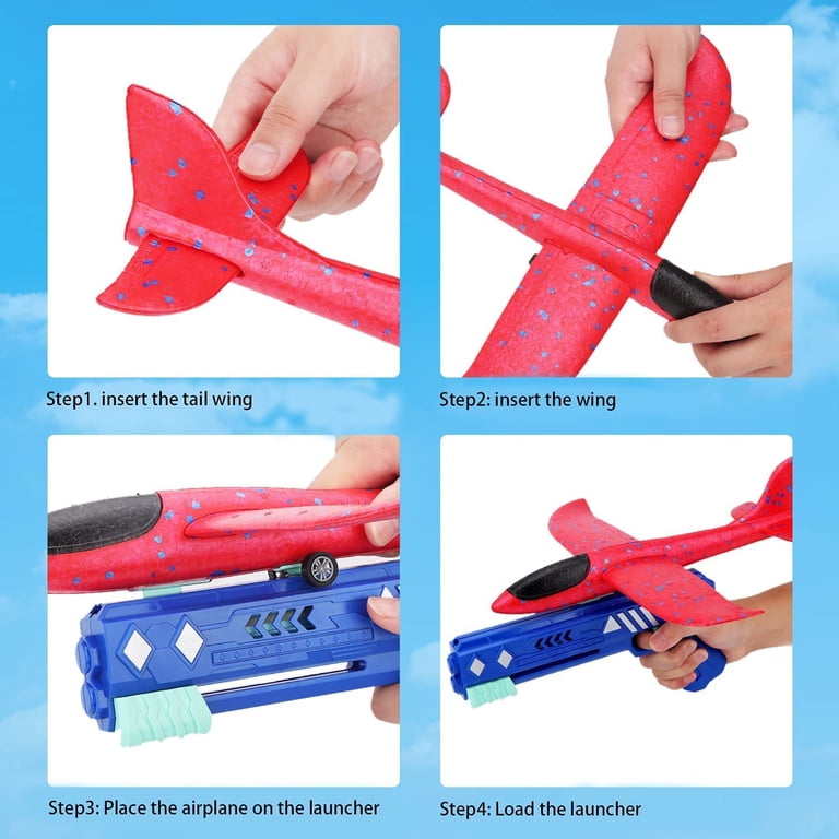 TiokMc Foam Airplane Launcher, 3-Pack with Stickers photo 2