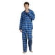 thumbnail image 3 of Apparonia Conjunto de Pijamas para Hombre de Algodón con Cuello con Muesca, Pijamas de Manga Larga para Hombre con Bolsillos y Frente, Fly Azul a Cuadros L, 3 of 7