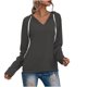 thumbnail image 1 of Sudadera para mujer Otoño Sudaderas Damas Invierno y otoño Casual Color sólido Cordón V-cuello Fleece Bottoming Shirt Suéter con capucha Tops Odeerbi ODB-5, 1 of 8