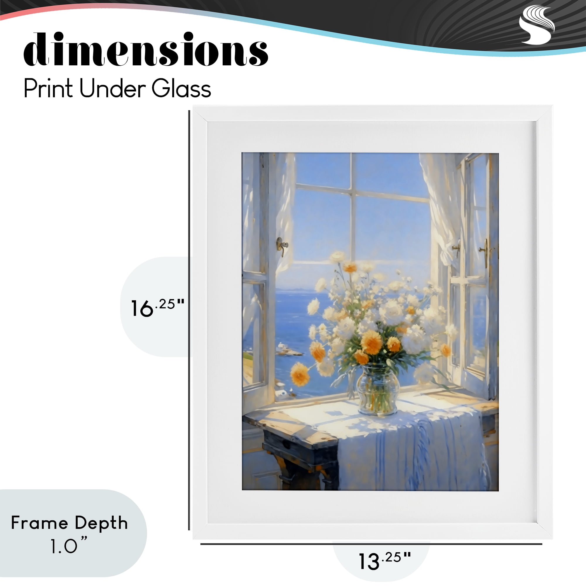 Stupell Industries Floral Window View of Sea White Framed Print Under Glass, design by Creative Studio