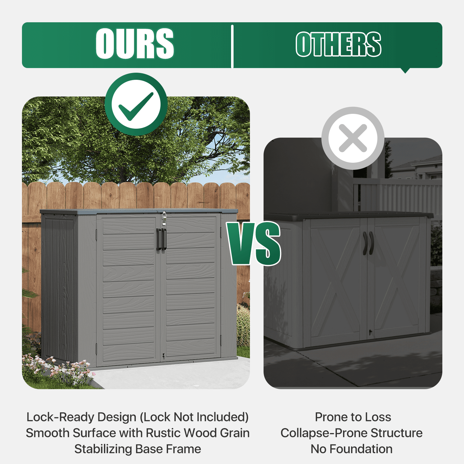 LazySunsets Waterproof Resin Gardening Supplies Storage Shed, 3.9 ft x 4.7 ft x 2.2 ft, Gray