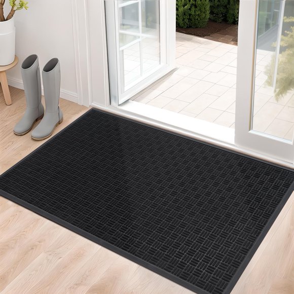 Mibao Front Door Mat, Heavy Duty Durable Welcome Mat for Outdoor Indoor, Dirt Trapper Waterproof Super Absorbent Door Mat for Entryway Outsi