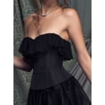 thumbnail image 4 of Women Elegant Slim Corset Tube Tops Solid Color Satin Low Cut Strapless Bustier Crop Tops Lingerie, 4 of 7