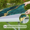 thumbnail image 6 of Teal and Gold Marble Glitter Dots Pattern Square Fitted Tablecloth with Elastic Edge,Square Table Cover,Washable Elastic Table Cover for Home Kitchen Party Decor 34"x34", 6 of 6