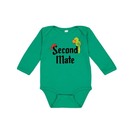 

Inktastic Second Mate pirate with parrot and bandanna Gift Baby Boy or Baby Girl Long Sleeve Bodysuit