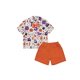 thumbnail image 2 of Conjunto de ropa de Halloween para niños pequeños: pajarita, fantasma, estampado de calabaza, camisa de manga corta con cuello vuelto y pantalones cortos (2 piezas)., 2 of 9
