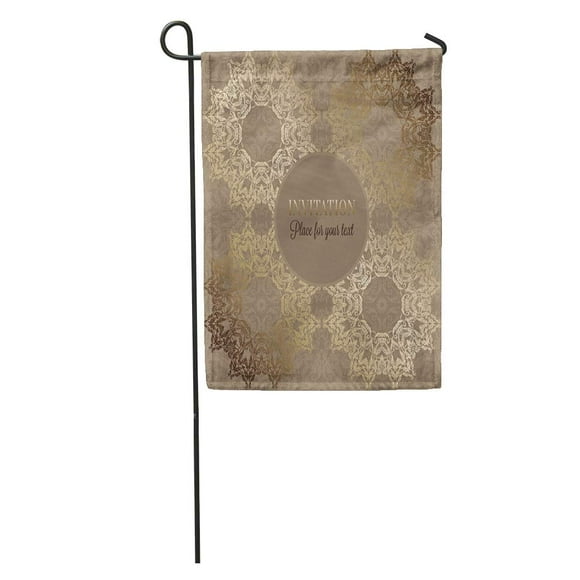 POGLIP Luxury Lace in Antique Beige and Gold Colors Vintage Victorian Wedding Baroque Pattern Rich Golden Garden Flag Decorative Flag House Banner 28x40 inch