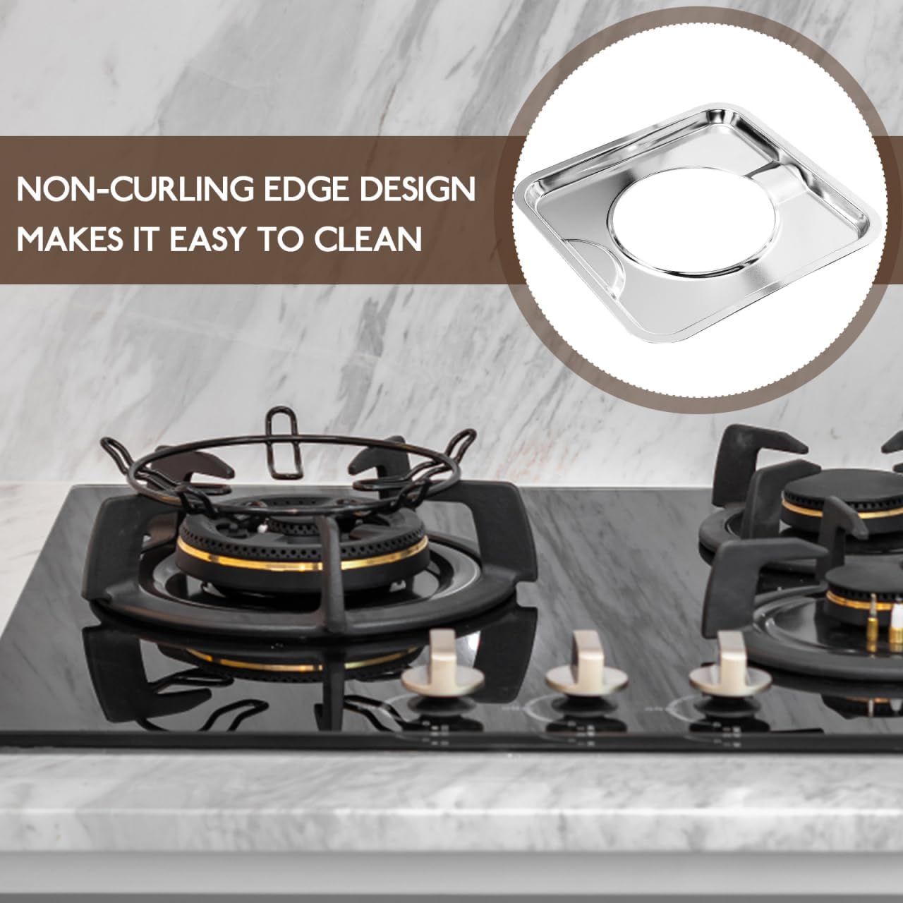 ABPETE 4pcs Square Gas Stove Burner Drip Pans Heavy Duty Heat Resistant Covers for Oil Splatter Prevention Compatible with Electric and Gas Range Easy to Clean Maintain