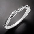 thumbnail image 3 of Sterling silver black & white cubic zirconia twisted band half eternity ring, 3 of 5