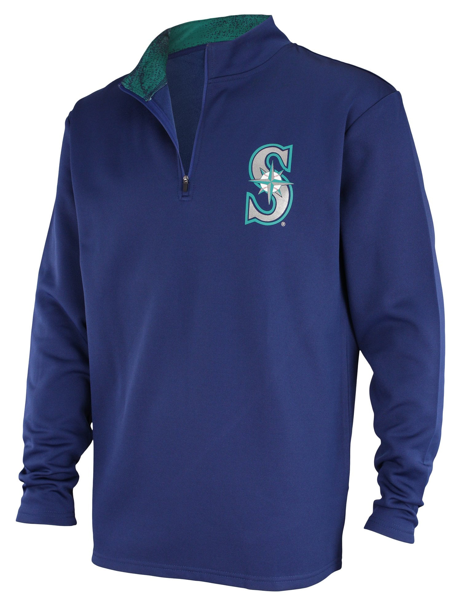 Zubaz MLB Baseball Men's Seattle Mariners Static Collar 1/4 Zip Fleece