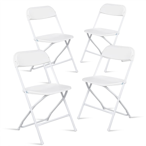 YONGKANG This 4 Pack White Plastic Folding Chairs 350 lbs Capacity for Party Event Home and Office Use