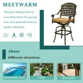 thumbnail image 6 of MEETWARM Outdoor Swivel Barstools Cushions Cast Aluminum Frame - Set of 2, Dark Bronze, 6 of 7