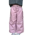 thumbnail image 2 of LOCHEX Up to 60% Off! Toddler & Girls Baggy Cargo Pants Casual Elastic Waist Cotton Joggers Cargo Pants for Girl Clothes with Pockets,Pink,Pink 13-14, 2 of 7