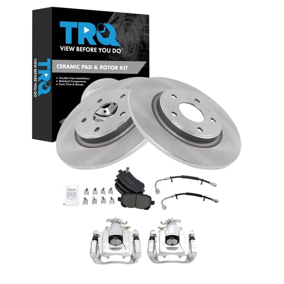 TRQ Rear Brake Pad & Rotor Kit Ceramic Fits 2012 Volkswagen Routan