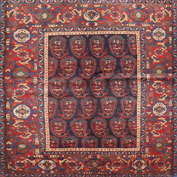 Ahgly Company Machine Washable Indoor Square Traditional Rose Dust Purple Area Rugs, 4' Square