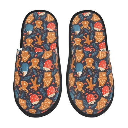 Balery Snowman house leaf Slient Indoor Furry Fleece Comfort House Shoes Soft Non-Slip Home Shoes Cotton slippers House Slippers-- Large