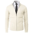 thumbnail image 3 of H2H Mens Casual Slim Fit Cardigan Sweater Cable Knitted Button Down Stand Collar (CMOCAL036), 3 of 6
