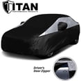 thumbnail image 2 of Housse de Voiture Titan Jet Black Poly 210T pour Berlines Compactes 447-470 cm. Imperméable, Protection UV, Résistante aux Rayures, Ouverture Zippée Côté Conducteur. Convient à Corolla, Sentra, Cruz et Plus., 2 of 8