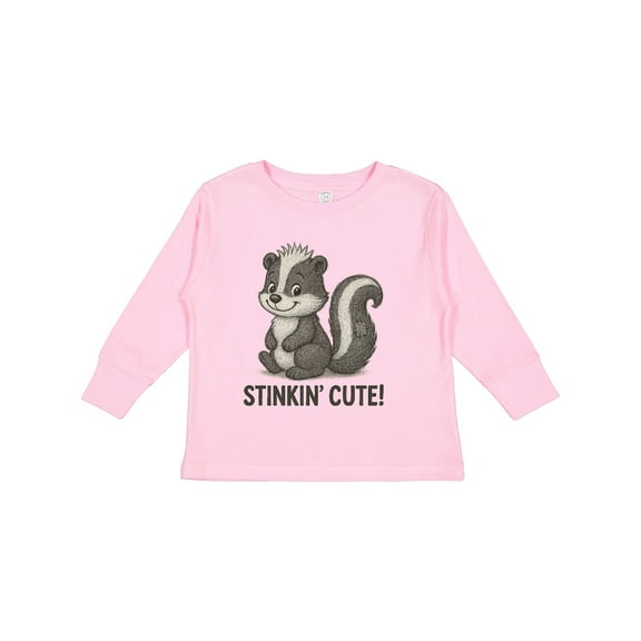 Inktastic Adorable Skunk 'stinkin' Cute' Graphic Boys or Girls Long Sleeve Toddler T-Shirt