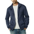 thumbnail image 3 of Jinhomg Mens Fleece Full Zip Up Sweatshirt Casual Mock Neck Jacket Sweatshirts No Hood Lightweight Cardigan Coats with Pockets, 3 of 7