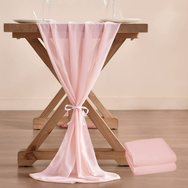 2 Pcs Chemin de Table en Chiffon en Vrac 29x120 Pouces Chemin de Table Rustique pour Mariage Douche Fête, 2 Pcs, Rose Blush