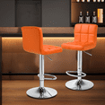 thumbnail image 4 of Magshion Set of 4 Adjustable Swivel Bar Stools Armless Low-Back Faux Leather Kitchen Counter Height Barstools Chairs, Orange, 4 of 9
