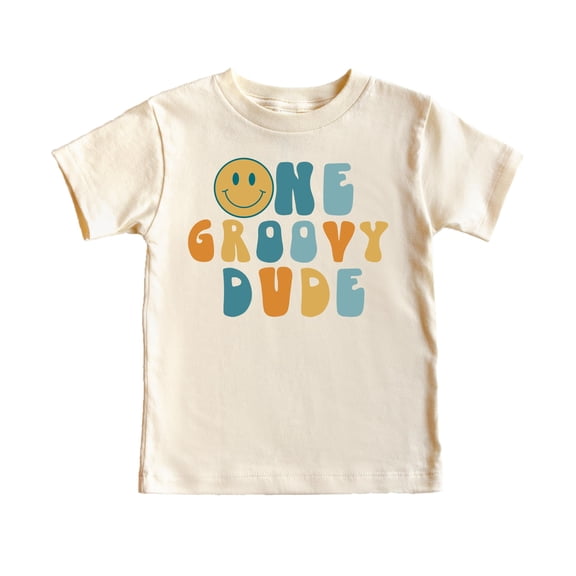Groovy 1st Birthday Shirt for Infant Baby Boys Groove Dude Adorable First Birthday Outfit Natural Shirt 12 Months