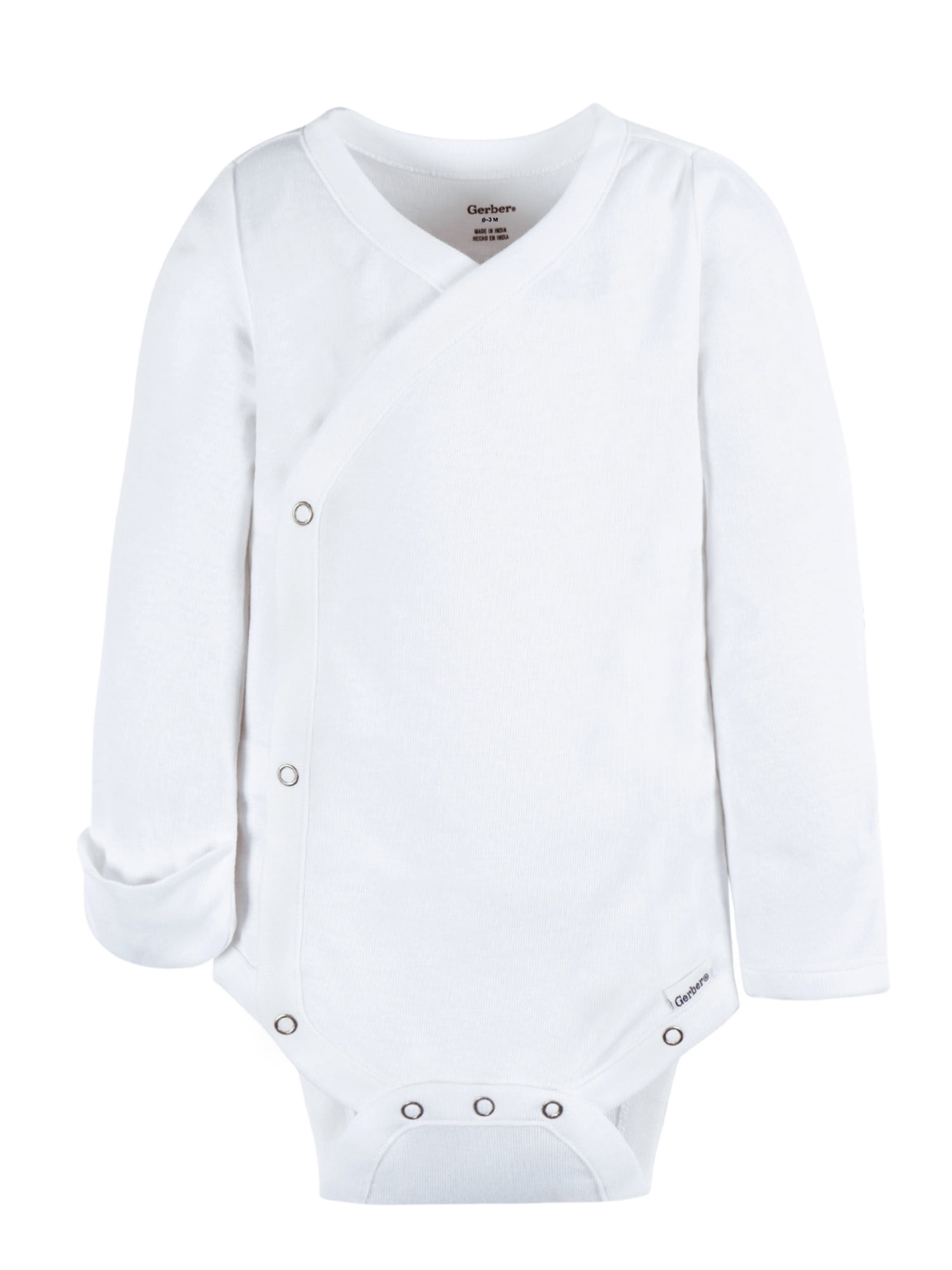 Gerber Baby Unisex Leisure White Sidesnap Cotton Bodysuit, 3-Pack, Sizes 0/3 Months-3/6 Months