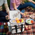 thumbnail image 5 of FORMRS Insulated Cooler Bag 24 Cans Capacity Soft Leakproof Lunch Box with Side Pockets, Snow Cartoon Houses, 5 of 7