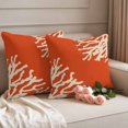 thumbnail image 2 of Coral Orange Outdoor Waterproof Pillow Covers, Coastal White Ocean Marine Nautical Beach Decorative Square Throw Pillowcase Sofa Cushion Sham for Patio/Couch/Chair, 26"x26" 2 Pack, 2 of 8