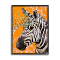 Stupell Industries Zebra Stripes Symbol Pattern Glam Detail Leaf Graphic Art Black Framed Art Print Wall Art, Design by Ziwei Li