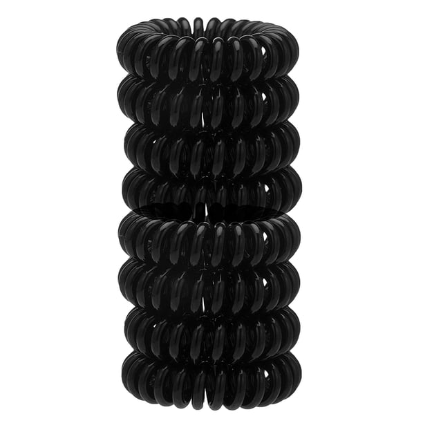 Lazos para el cabello en espiral, lazos para el cabello en espiral con plástico liso, no absorbente, lazos para el cabello con cable telefónico, bobinas para el cabello - 8 piezas, negro Adepaton WMXL-31