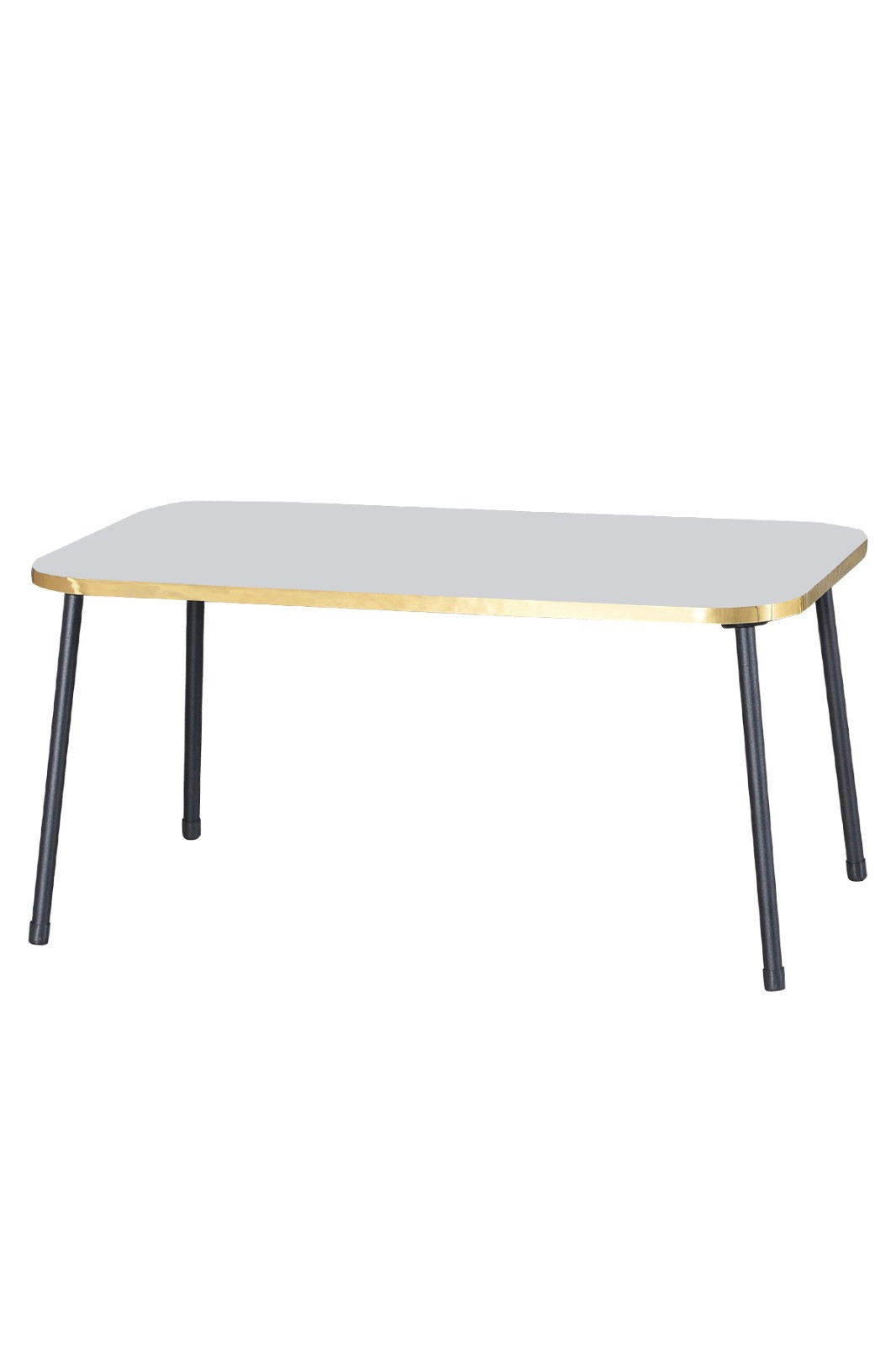 Cream White Coffee Table with Black Metal Legs,Modern Style Coffee