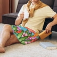 thumbnail image 6 of Rocae Tropical Jungle Flamingo for Men's Soft Sleep Pajama Shorts, Waistband and Pockets, 6 of 9