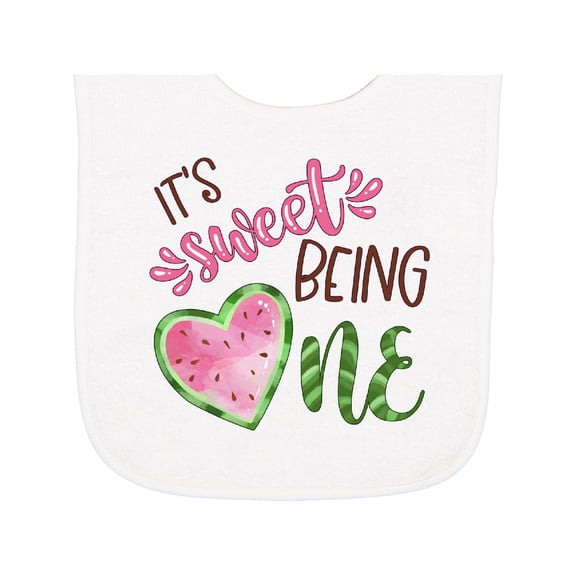 Inktastic It's Sweet Being One Watermelon First Birthday Baby Terry Cloth Bib