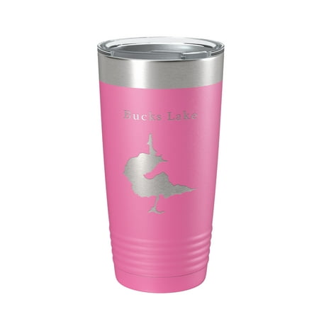 

Bucks Lake Map Tumbler Travel Mug Insulated Laser Engraved Coffee Cup California 20 oz Pink