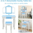 thumbnail image 2 of JOYMOR Kids Vanity Set, Wooden Princess Makeup Table with Stool, Tri-Folding Mirror, Large Drawer, Solid Wooden Legs Pretend Beauty Make Up Dressing Play Set for Girls Best Gift (Blue), 2 of 7