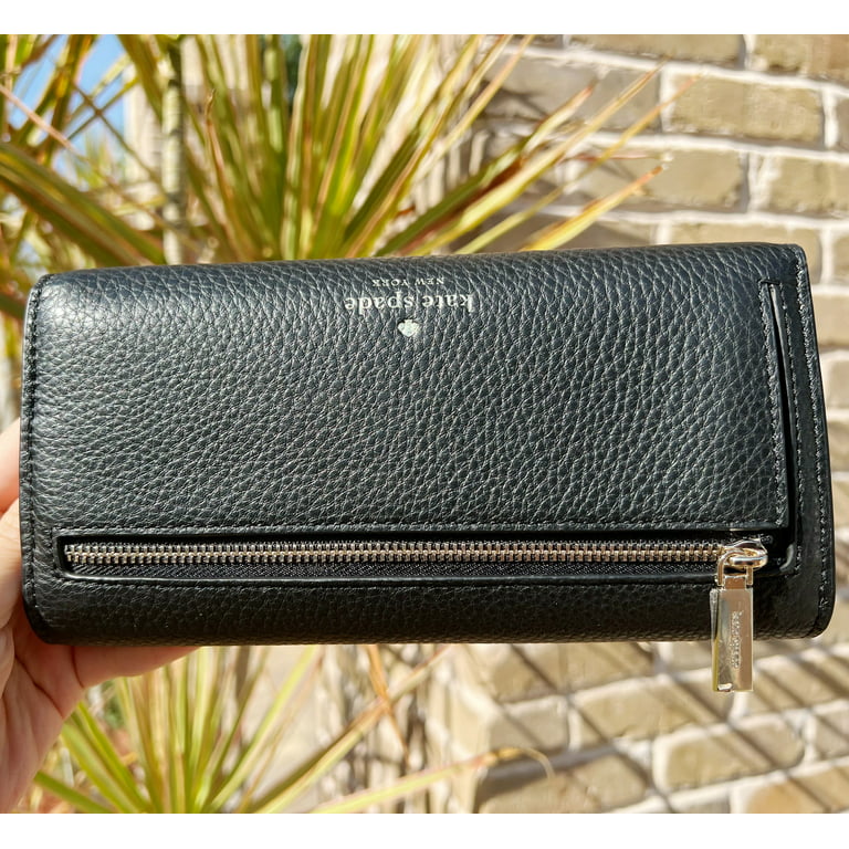 Kate Spade New York Marti Small Flap Pebbled Leather Wallet Black 