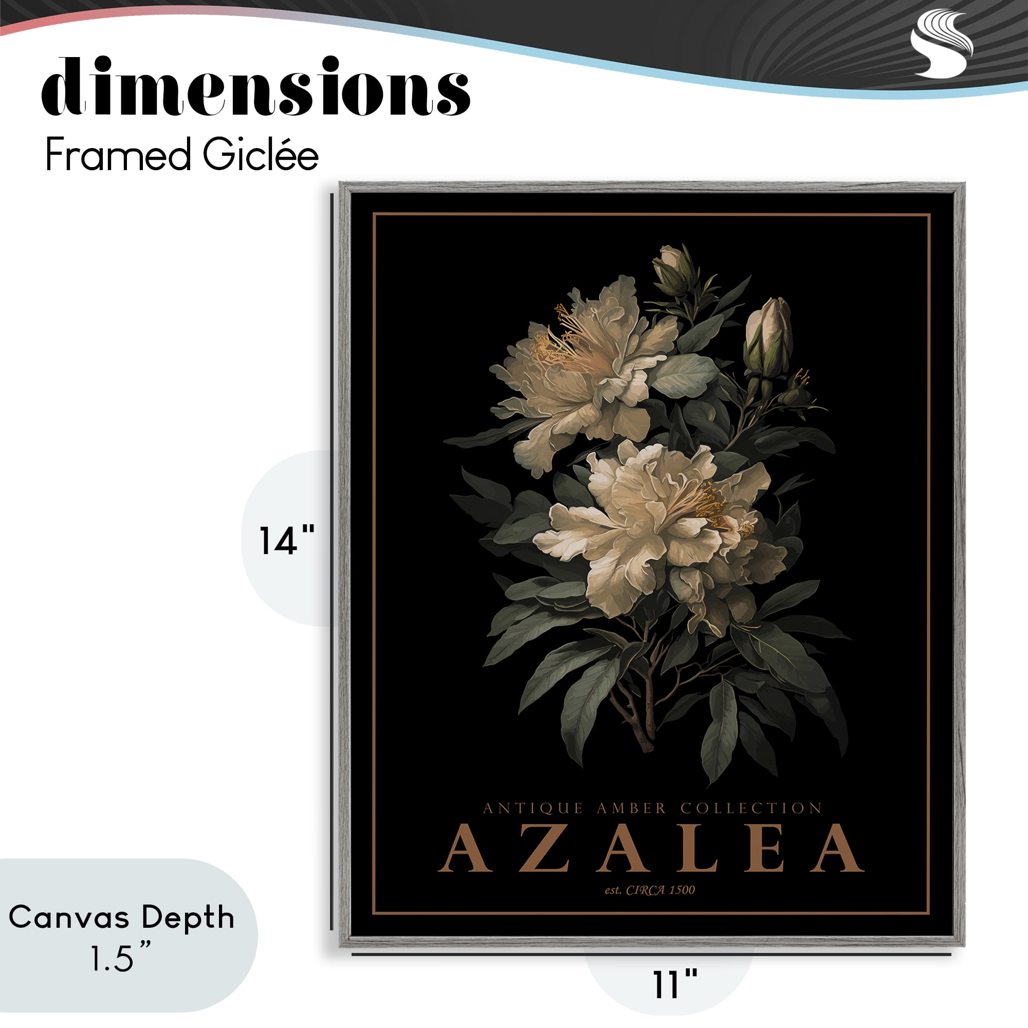 Stupell Industries Antique Azalea Bushel Gray Framed Giclee Art, design by Christopher Giampietro