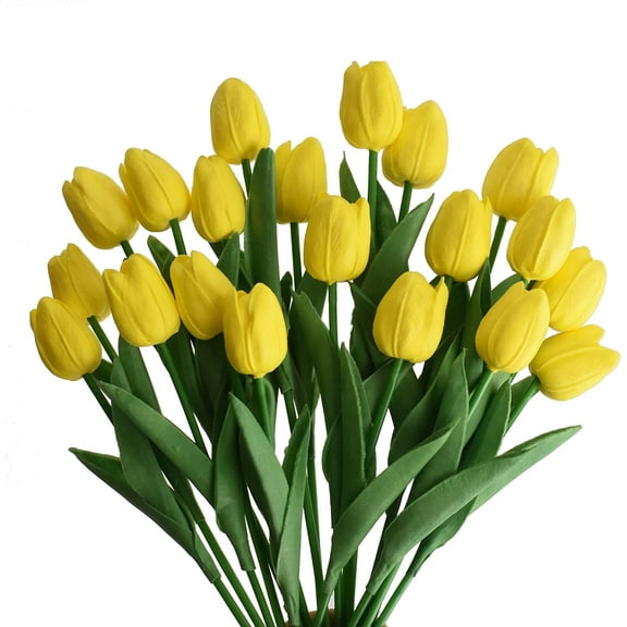 20/24pcs Multicolor Artificial Tulips Flowers Fake Faux PU Tulip Bouquet Real Touch Flower Arrangement for Home Room Office Party Wedding Decoration Excellent Gift Idea for Mothers Day